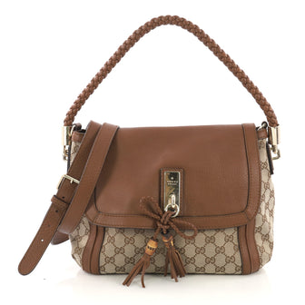 Gucci Bella Flap Shoulder Bag GG Canvas with Leather 3852614