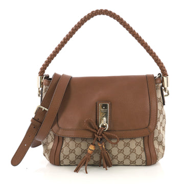 Gucci Bella Flap Shoulder Bag GG Canvas with Leather 3852614