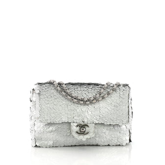 Chanel CC Flap Bag Paillettes Small Silver 3852625