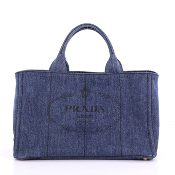 Prada Canapa Tote Denim Small Blue 385262