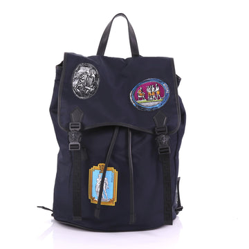 Versace Double Buckle Backpack Patch Embellished Nylon 3852644