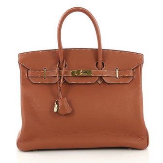 Hermes Birkin Handbag Brown Clemence with Gold Hardware 3852649