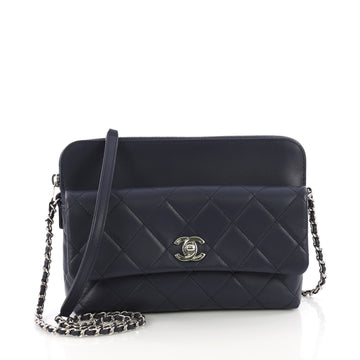 Chanel Zip Top Pocket Crossbody Bag Quilted Calfskin 3852652