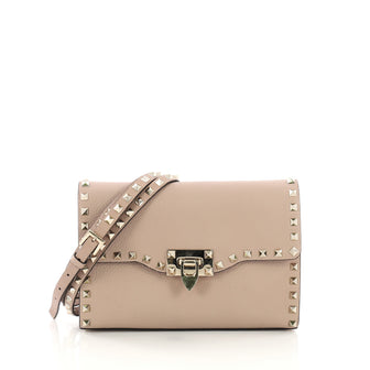 Valentino Rockstud Flip Lock Flap Bag Leather Medium 3852653