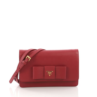 Prada Bow Wallet on Strap Saffiano Leather Small Red 3852658
