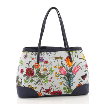 Gucci Limited Edition Tote Flora Canvas Medium Blue 3852660