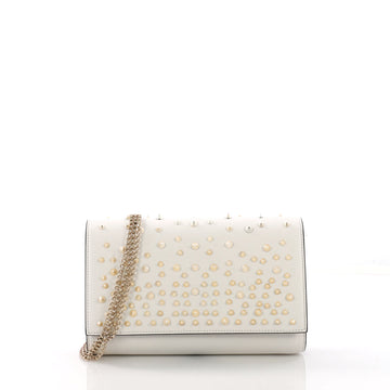 Christian Louboutin Paloma Clutch Spiked Leather White 3852668