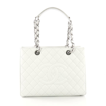 Chanel Grand Shopping Tote Quilted Caviar White 385266