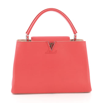 Louis Vuitton Capucines Handbag Leather MM Pink 3852672