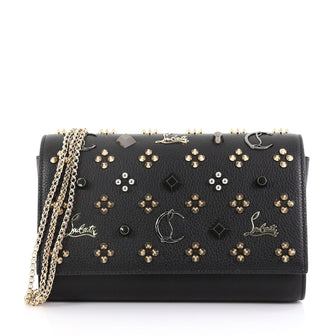 Christian Louboutin Paloma Clutch Studded Leather Small Black 3852683