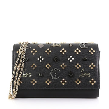 Christian Louboutin Paloma Clutch Studded Leather Small Black 3852683