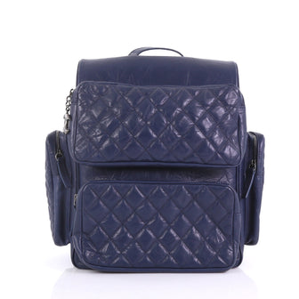 Chanel Casual Rock Airlines Backpack Quilted Calfskin Medium Blue 3852690