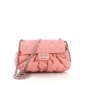 Chanel Chain Around Flap Bag Quilted Leather Medium Pink 3852824