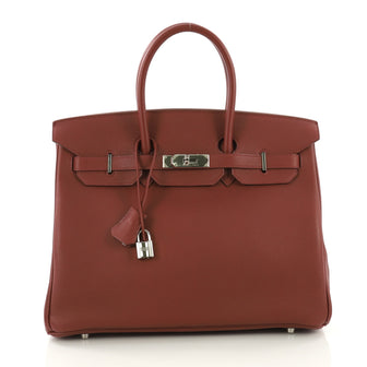 Hermes Birkin Handbag Red Togo with Palladium Hardware 35 - Rebag