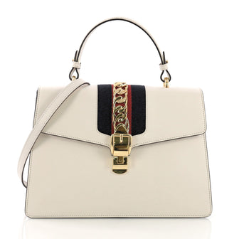 Gucci Model: Sylvie Top Handle Bag Leather Medium White 38528/9