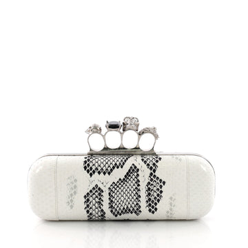 Alexander McQueen Knuckle Box Clutch Python Long White 385331