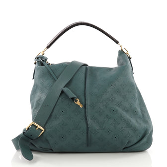 Louis Vuitton Selene Handbag Mahina Leather MM Blue 385343