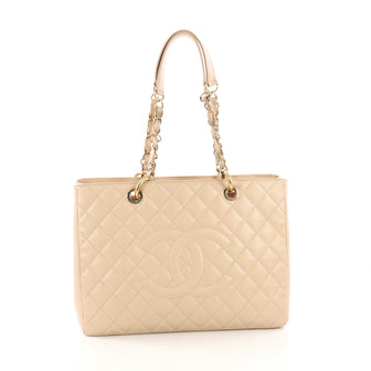 Chanel Grand Shopping Tote Quilted Caviar Neutral 385403