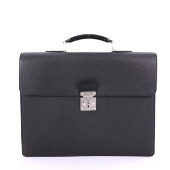 Louis Vuitton Serviette Moskova Briefcase Taiga Leather Black 3854113