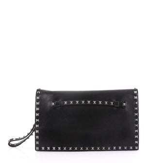 Valentino Rockstud Flap Clutch Leather