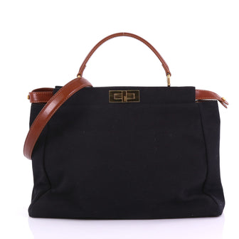 Fendi Peekaboo Handbag Canvas Large Blue 3854115