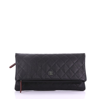 Chanel Beauty CC Clutch Quilted Lambskin Black 385411