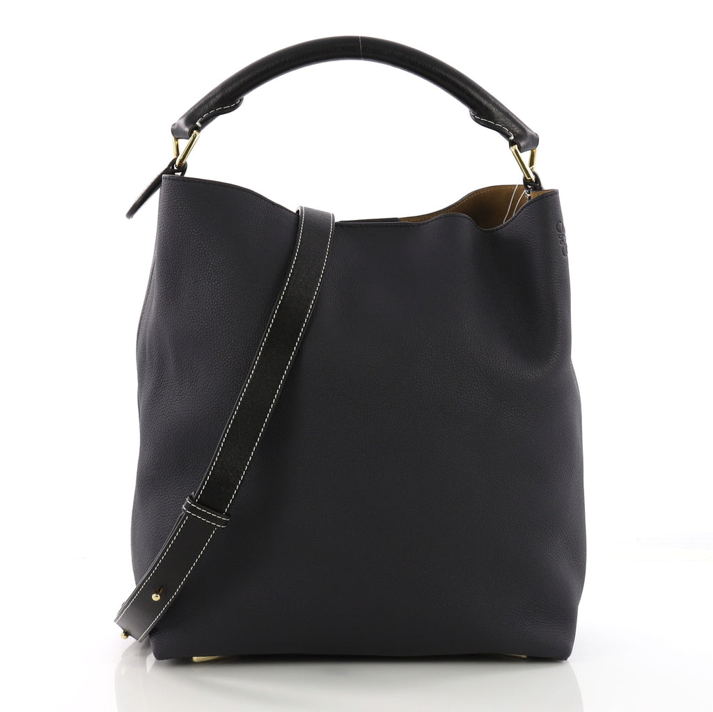 ◑◊✓ LOEWE New Leather Loewe Stitching Bucket Bag Lazy Style