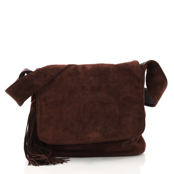 Chanel Vintage CC Tassel Messenger Bag Suede Medium 385444