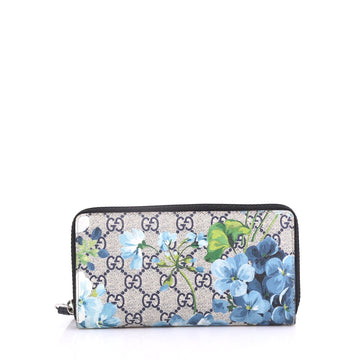 Gucci Zip Around Organizer Wallet Blooms Print GG Coated Canvas