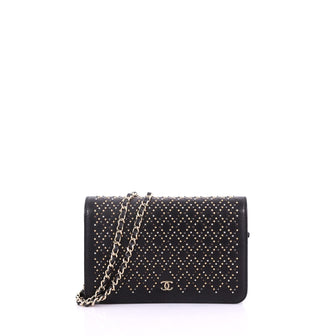Chanel Wallet on Chain Studded Leather Black 385537