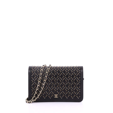 Chanel Wallet on Chain Studded Leather Black 385537