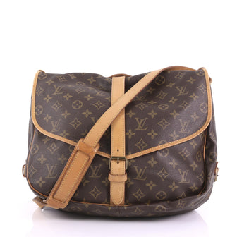 Louis Vuitton Saumur Handbag Monogram Canvas MM Brown 3855743