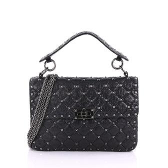 Valentino Rockstud Spike Flap Bag Quilted Leather Medium 385583