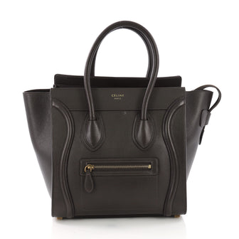 Celine Luggage Handbag Grainy Leather Micro Brown 385631
