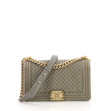 Chanel Boy Flap Bag Quilted Denim Old Medium Gray 3856410