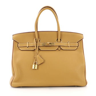 Hermes Birkin Handbag Bicolor Clemence With Gold Hardware 385641