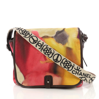 Chanel Flower Power Messenger Bag Multicolor Printed Nubuck Pink 385642