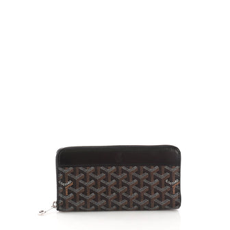 Goyard Matignon Zip-Around Wallet Coated Canvas with Leather Black 385671