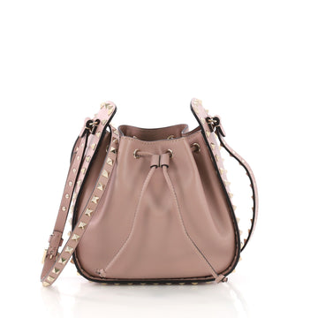 Valentino Rockstud Drawstring Bucket Bag Leather Small 385761