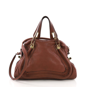 Chloe Paraty Top Handle Bag Leather Medium Brown 385801