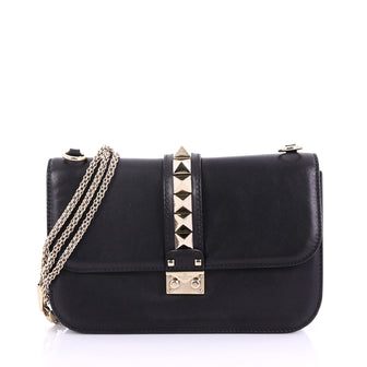 Valentino Glam Lock Covered Studs Handbag Leather Medium 3858512