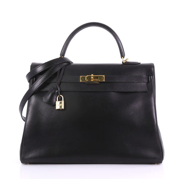 Hermes Kelly Handbag Black Box Calf with Gold Hardware 3858621