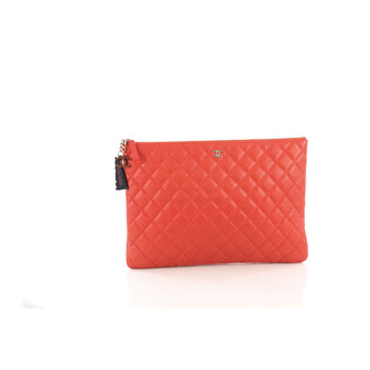 Chanel O Case Clutch Quilted Lambskin Large Red 3858623