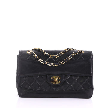Chanel Vintage Full Flap Bag Quilted Lambskin Small Black 3858661