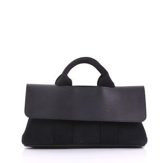 Hermes Valparaiso Handbag Toile and Leather PM Black 3858663