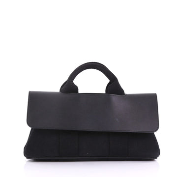 Hermes Valparaiso Handbag Toile and Leather PM Black 3858663