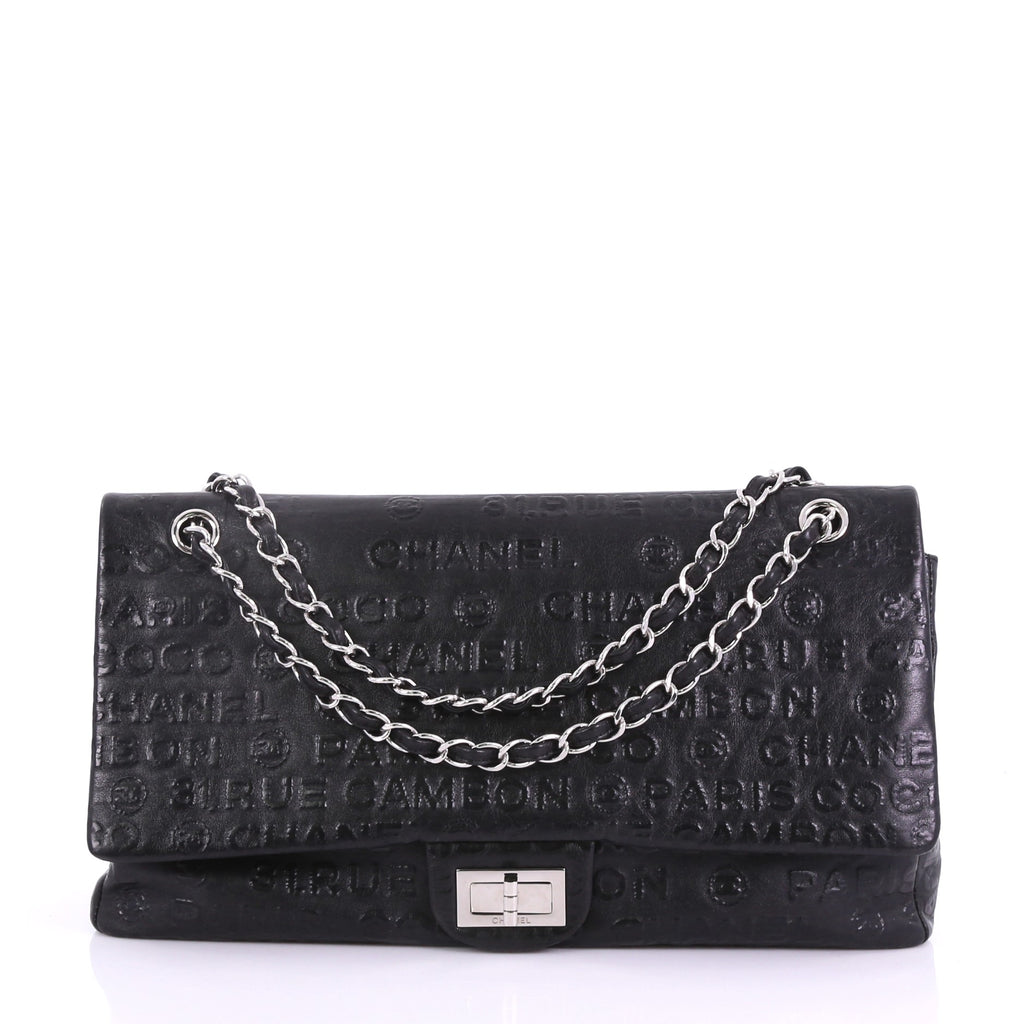Chanel 31 Rue Cambon Double Flap Bag Embossed Leather Maxi 3858664