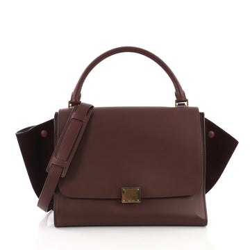 Celine Trapeze Handbag Leather Small Red 385961
