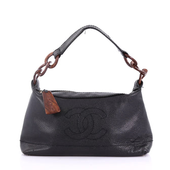 Chanel Vintage CC Resin Chain Shoulder Bag Caviar Small Black 3859105