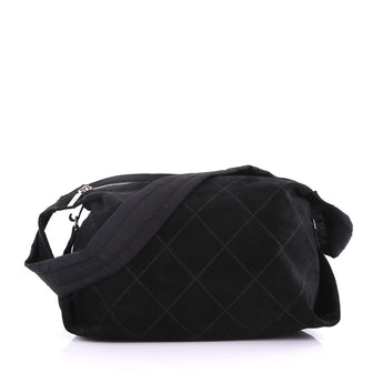 Chanel Vintage Shoulder Bag Diamond Embossed Suede Large Black 38597118